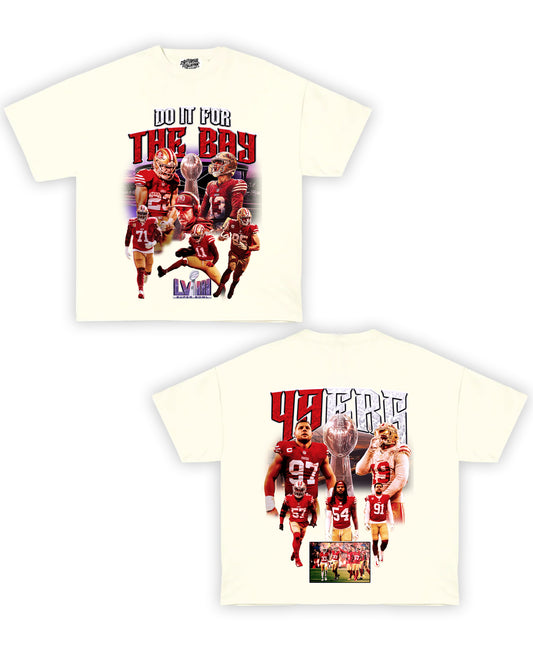 49ers "Do It For The Bay" Tribute Vintage Shirt: Front/Back (White)