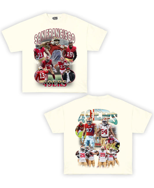 SF 49ers Tribute Vintage Shirt: Front/Back (White)