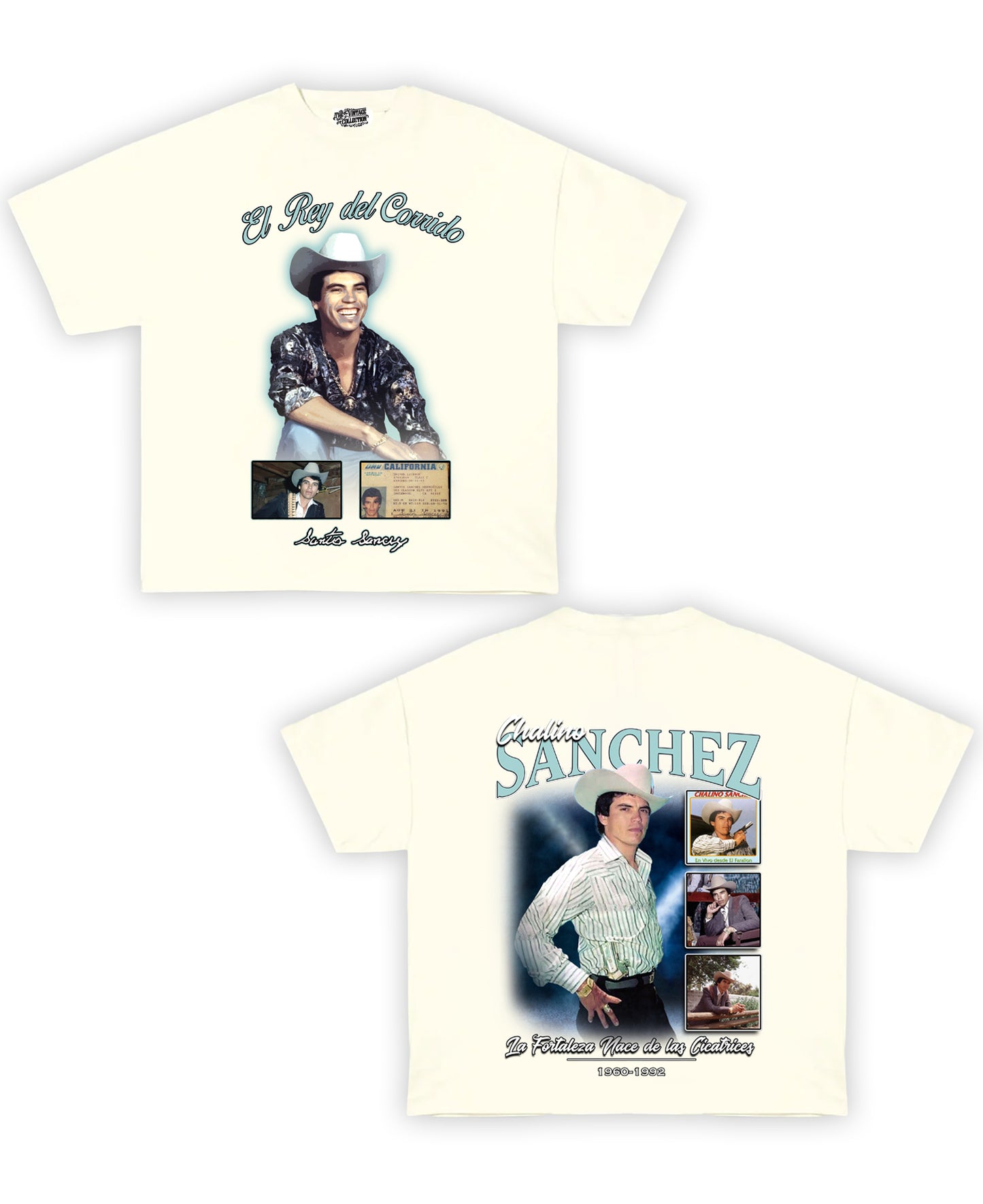 Chalino Sanchez Tribute Vintage Shirt: Front/Back (Vintage Black, Black, Cream)