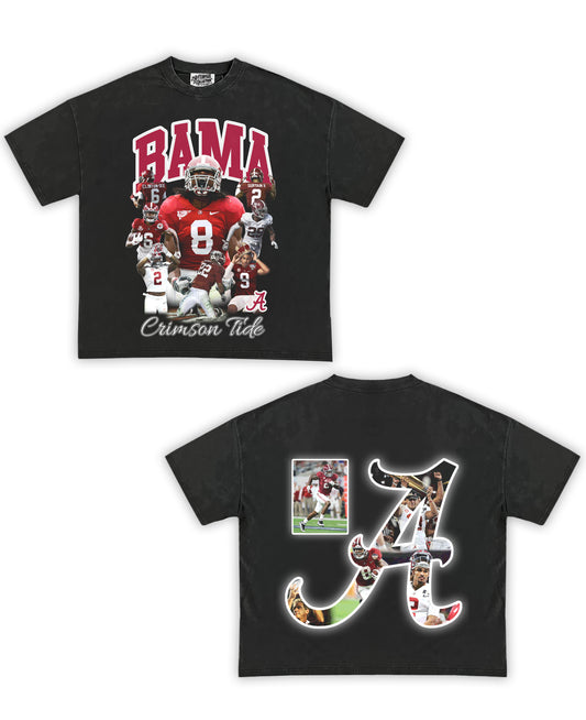 Alabama Crimson Tide Football Tribute Vintage Shirt: Front/Back (Shadow)