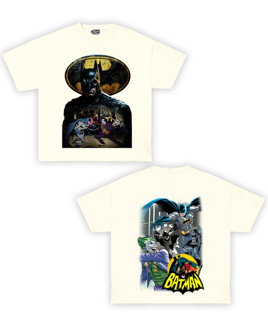 Batman Tribute Vintage Shirt: Front/Back (White)