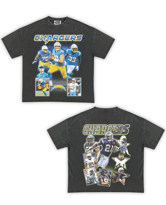 Chargers Tribute Vintage Shirt: Front/Back (Shadow)