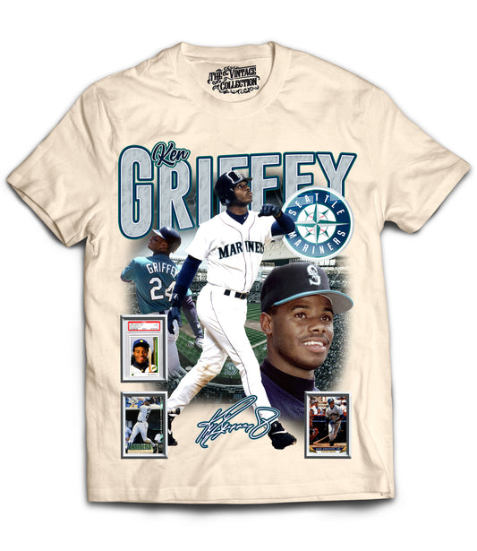 Ken Griffey Jr Tribute Vintage Shirt: Front/Back (White)