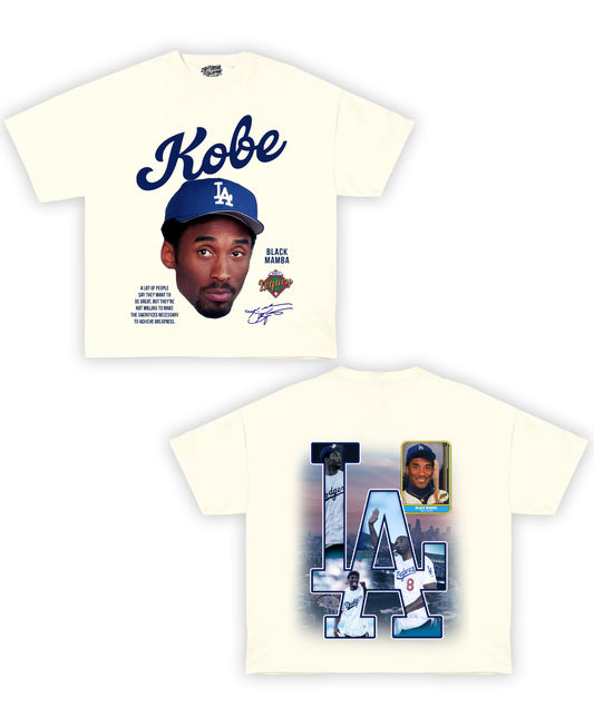 Kobe Dodgers Tribute Vintage Shirt: Front/Back (White)