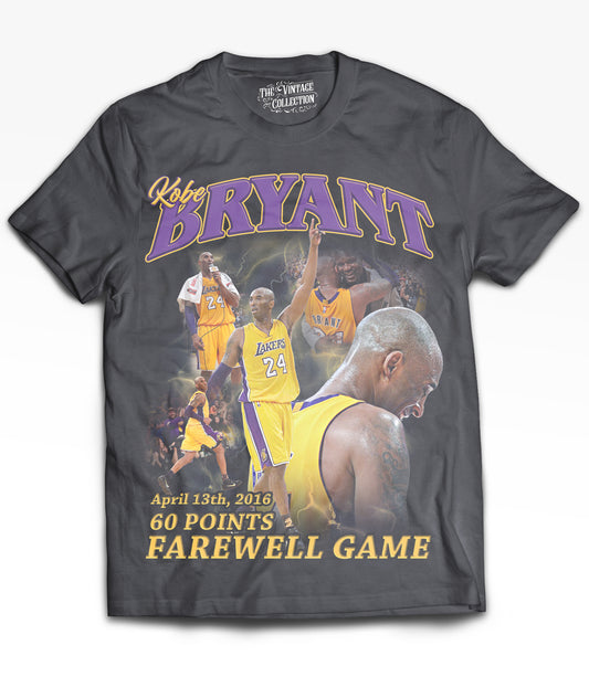 Kobe Farewell Tribute Vintage Shirt: Front/Back (Vintage Black)