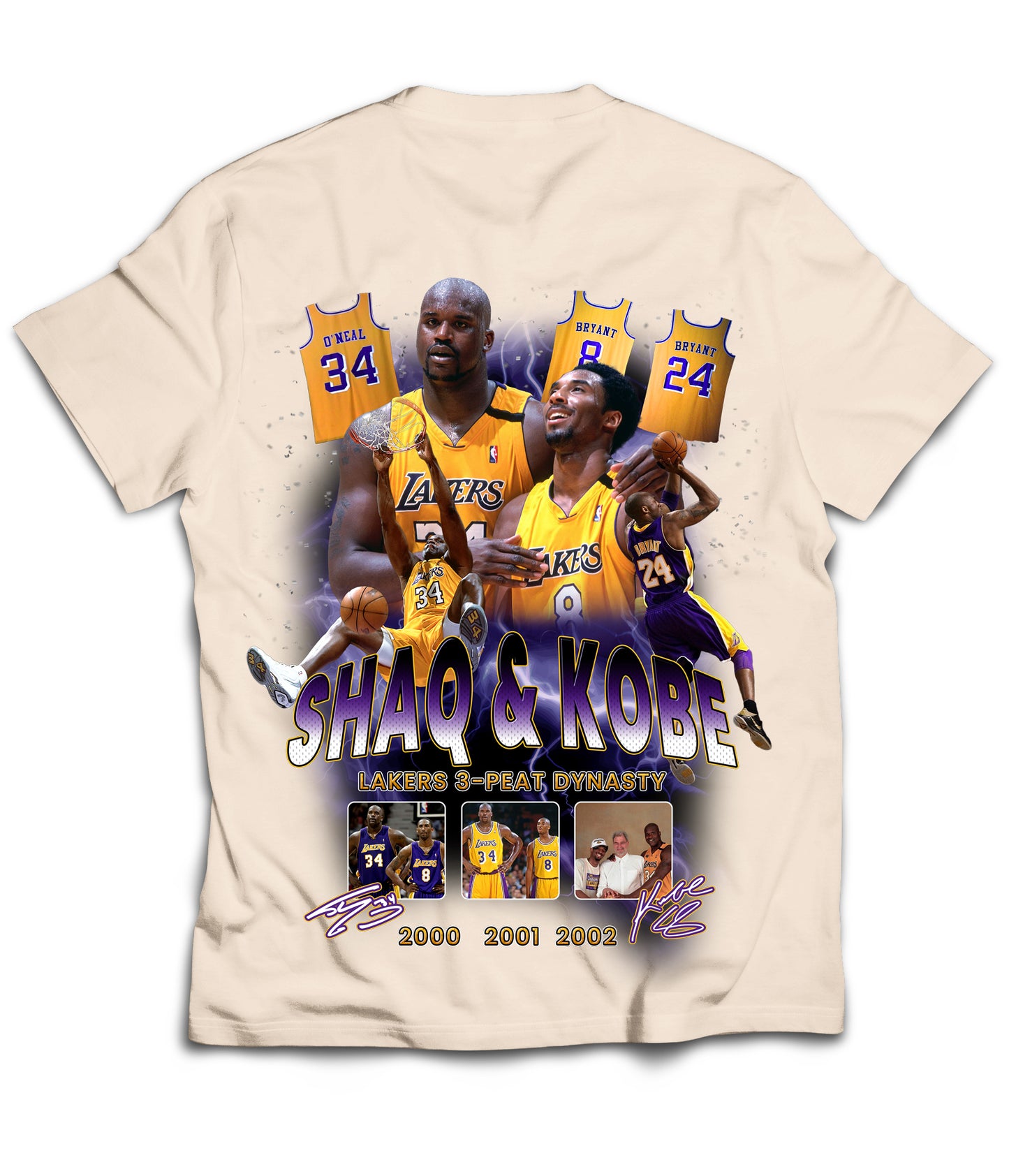 Kobe/Shaq Tribute Vintage Shirt: Front/Back (White)