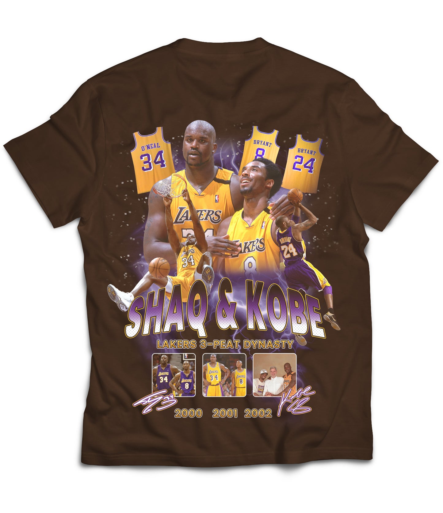 Kobe/Shaq Tribute Vintage Shirt: Front/Back (Mocha)