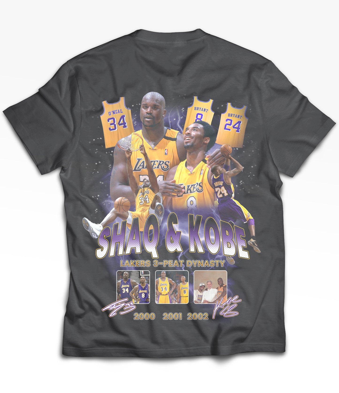 Kobe/Shaq Tribute Vintage Shirt: Front/Back (Vintage Black)