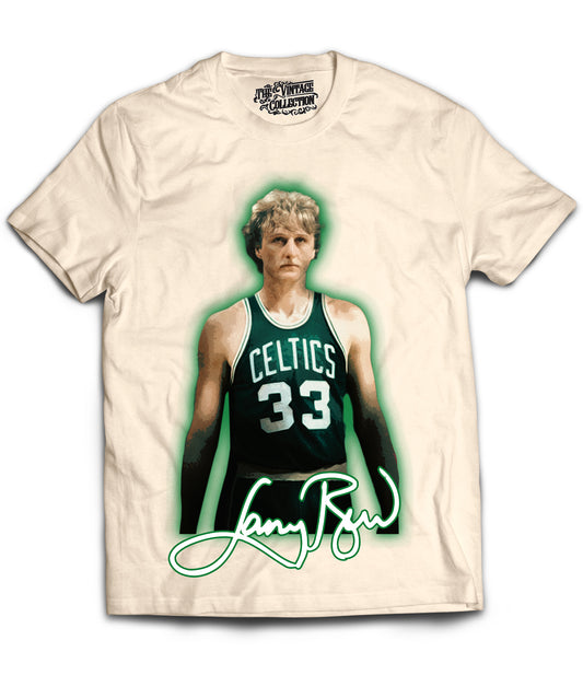 Larry Bird Tribute Vintage Shirt: Front/Back (White)