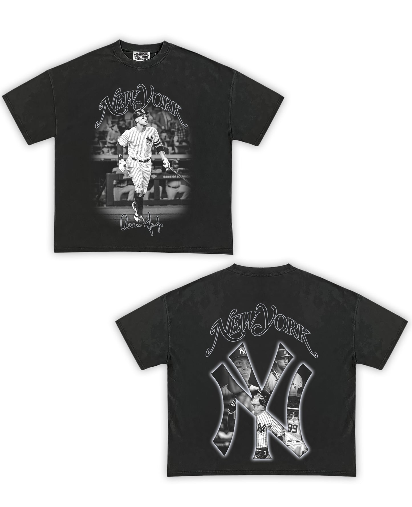 NY Aaron Judge Tribute Vintage Shirt: Front/Back (Vintage Black)