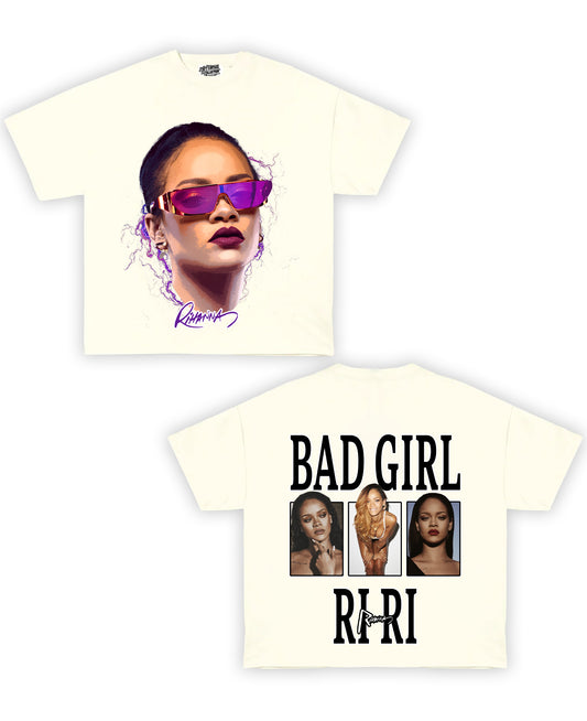 Rihanna Tribute Vintage Shirt: Front/Back (White)