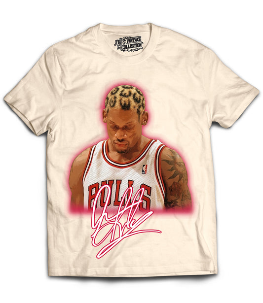 Rodman Tribute Vintage Shirt: Front/Back (White)