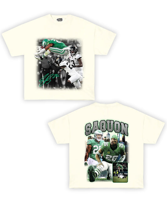 Saquon Barkley Tribute Vintage Shirt: Front/Back (White)