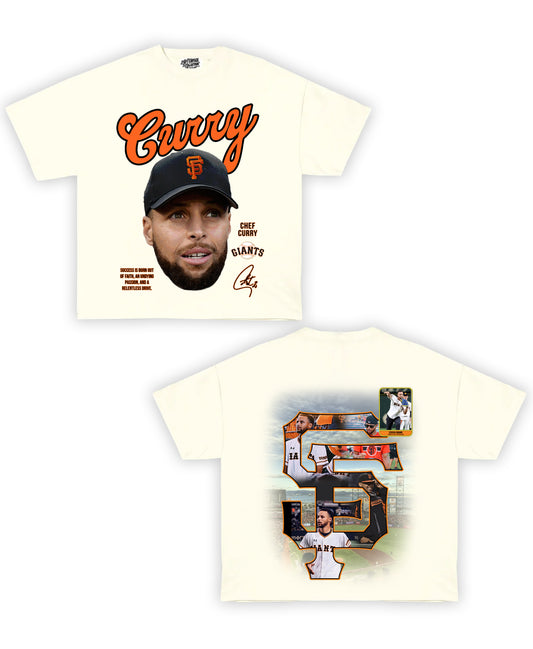 Steph Curry Giants Tribute Vintage Shirt: Front/Back (White)