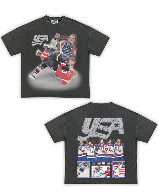 USA Hockey Tribute Vintage Shirt: Front/Back (Shadow)