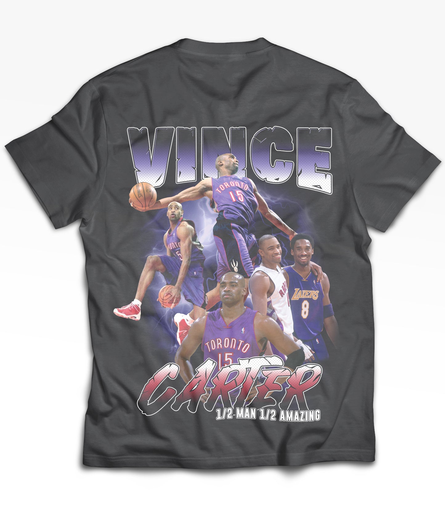 Vince Carter Tribute Vintage Shirt: Front/Back (Vintage Black)