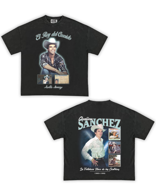Chalino Sanchez Tribute Vintage Shirt: Front/Back (Vintage Black, Black, Cream)