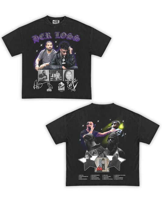 Drake/21 Savage "HER LOSS" Tribute Vintage Shirt: Front/Back (Vintage Black)