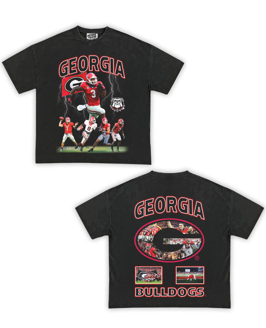Georgia Bulldogs Football Tribute Vintage Shirt: Front/Back (Shadow)
