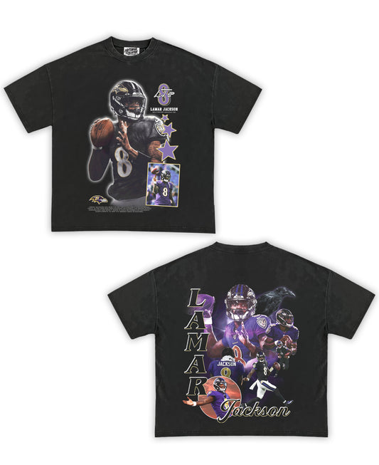 Lamar Jackson Tribute Vintage Shirt: Front/Back (Shadow)