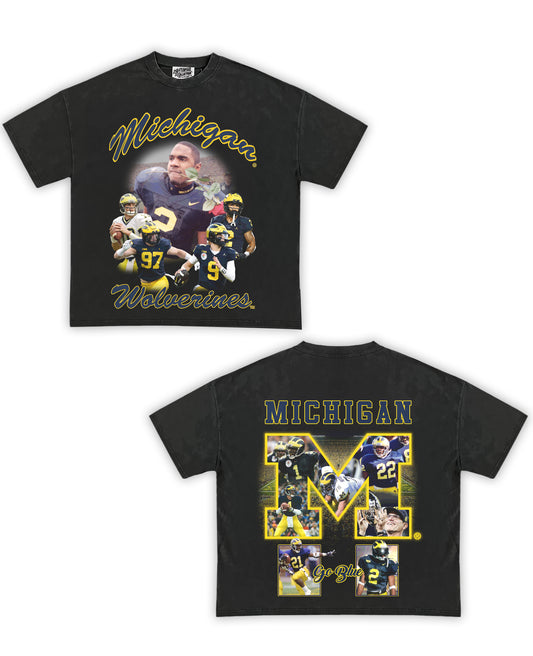 Michigan Football Tribute Vintage Shirt: Front/Back (Shadow)