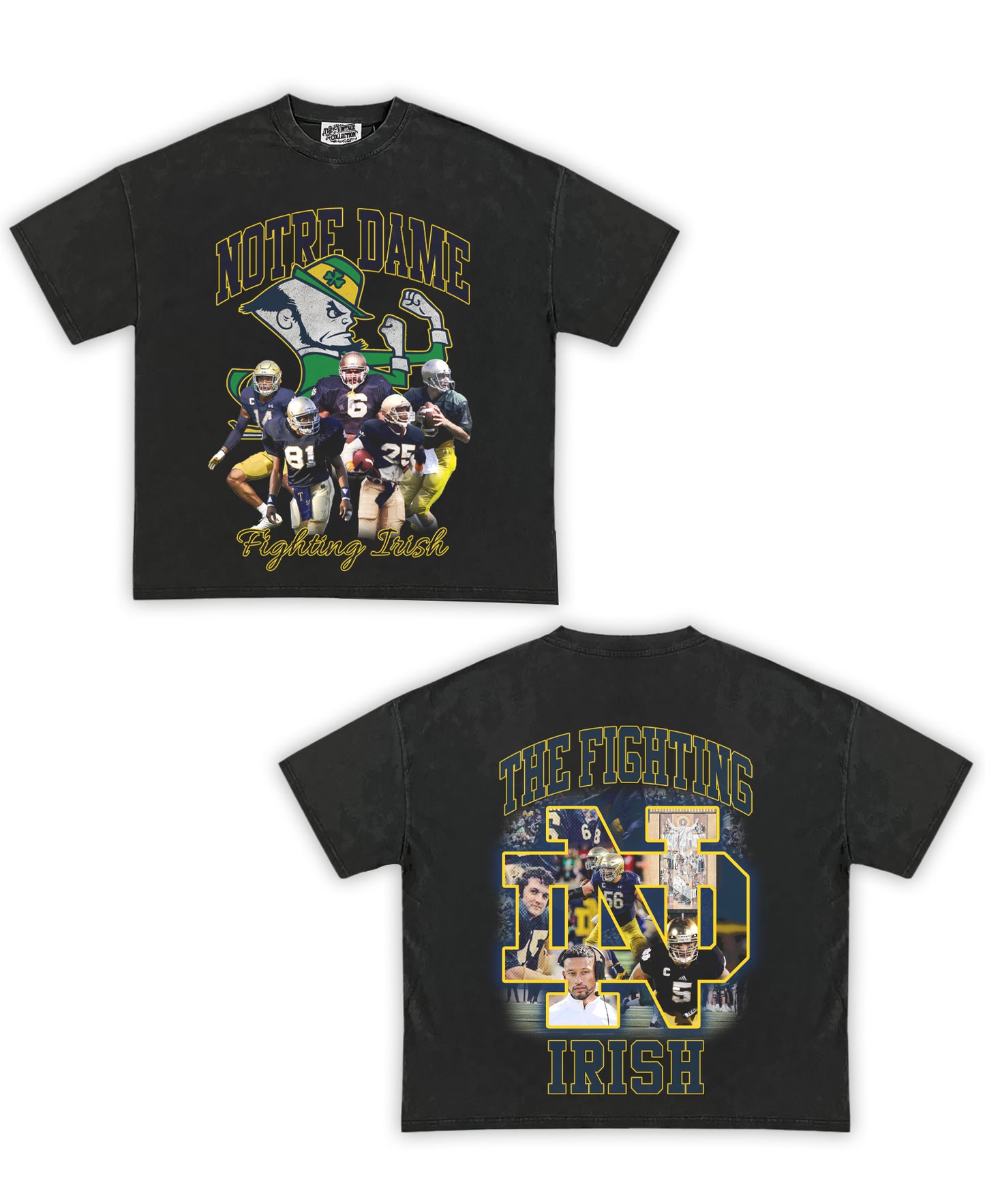 Norte Dame Tribute Vintage Shirt: Front/Back (Shadow)