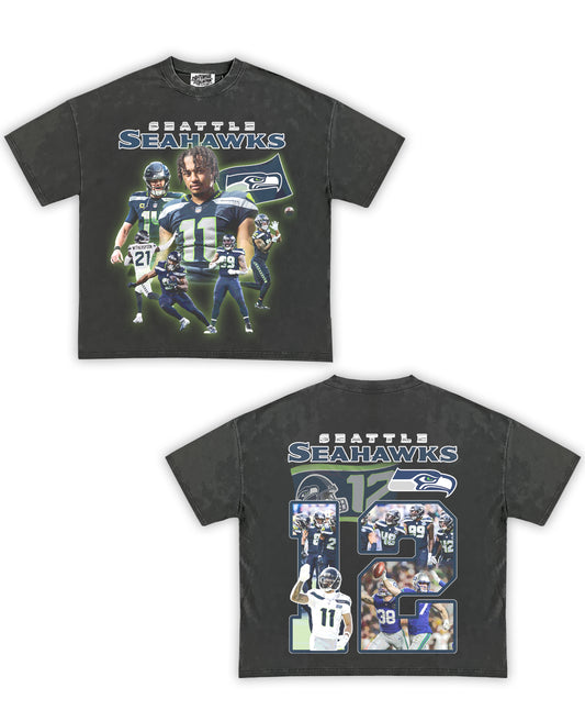 Seattle Seahawks Tribute Vintage Shirt: Front/Back (Shadow)