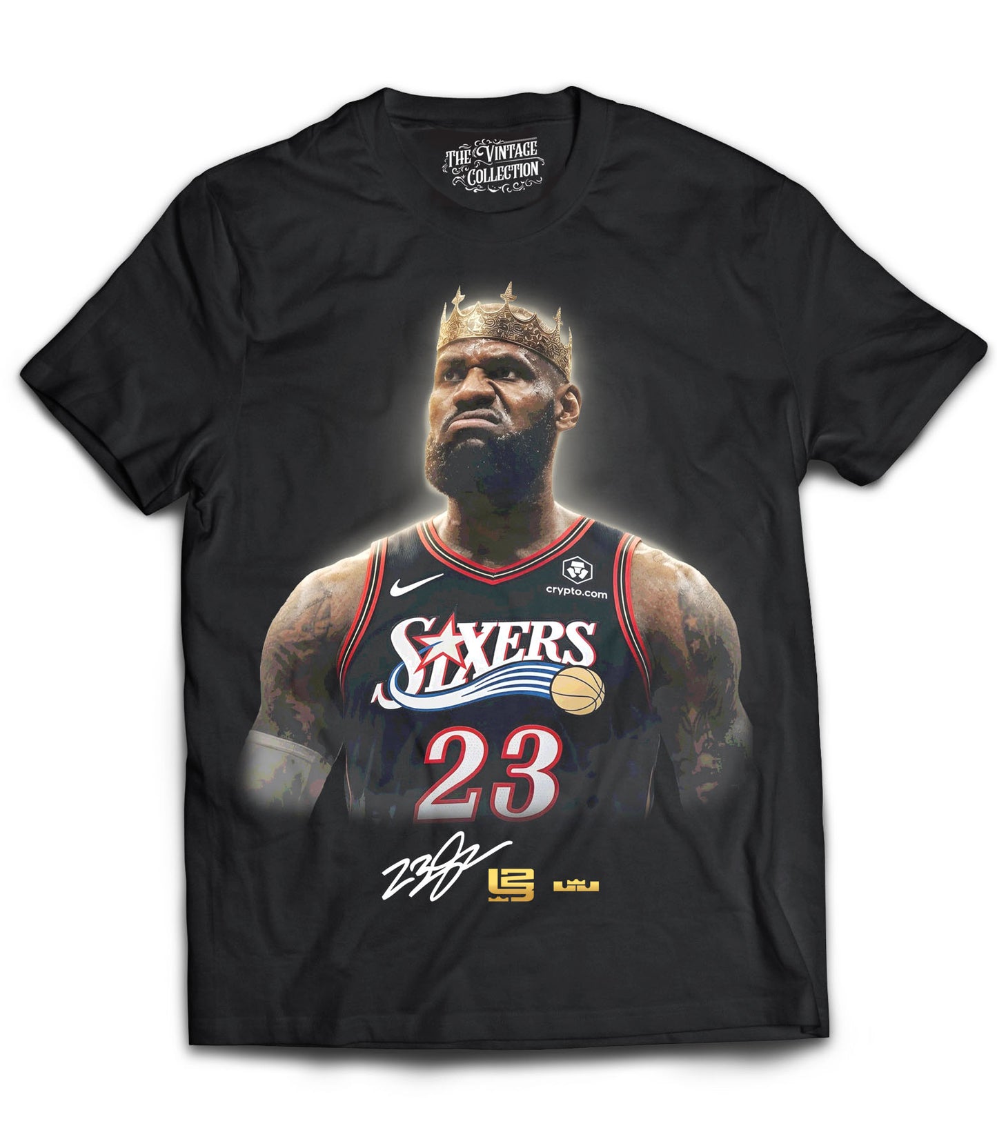 King Lebron James Sixers Vintage Shirt: Adult & Youth (Black)