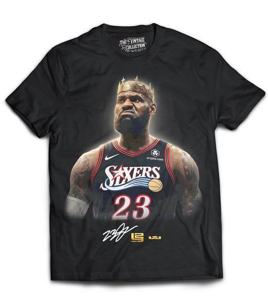 King Lebron James Sixers Vintage Shirt: Adult & Youth (Black)