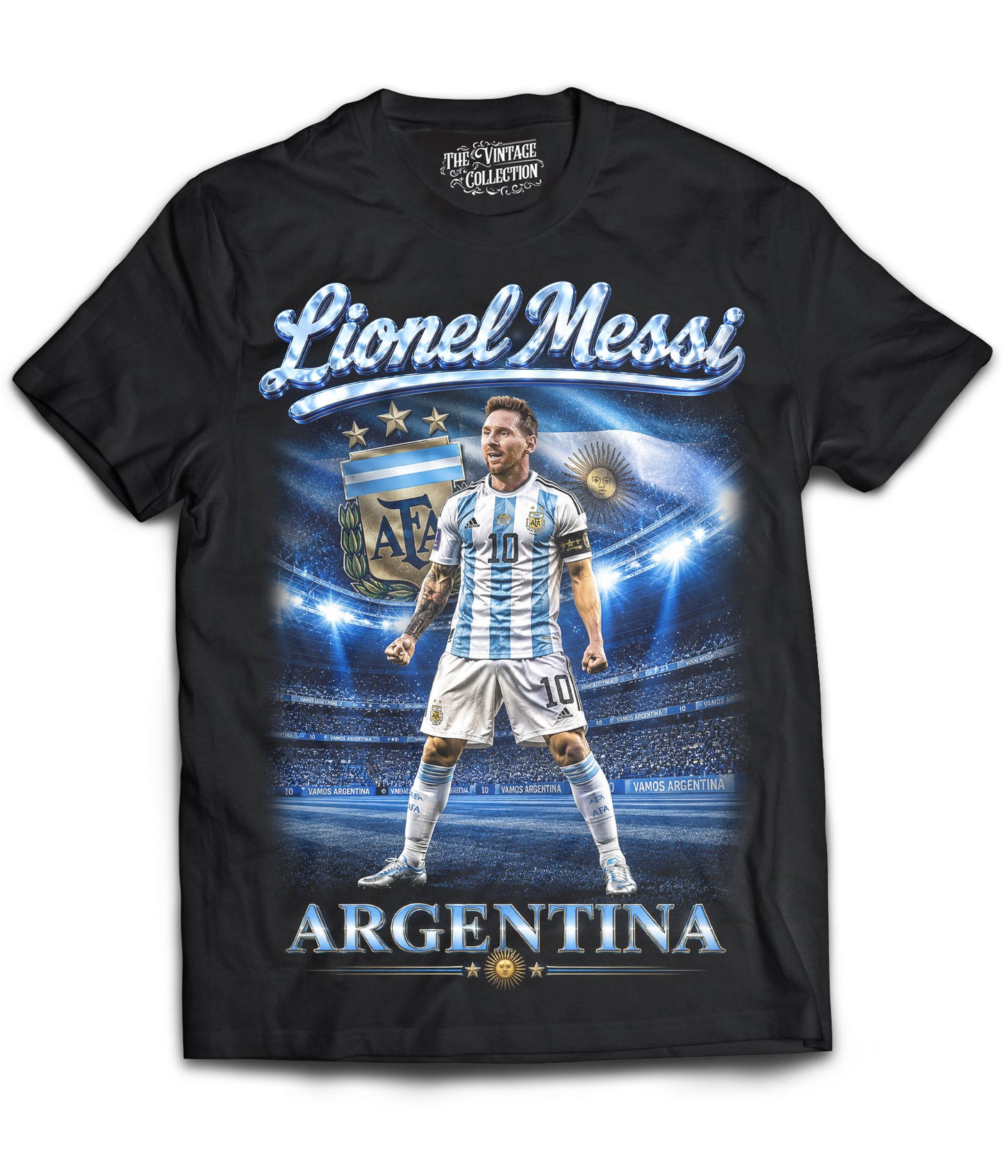 Lionel Messi Argentina Vintage Shirt: Adult & Youth (Black)