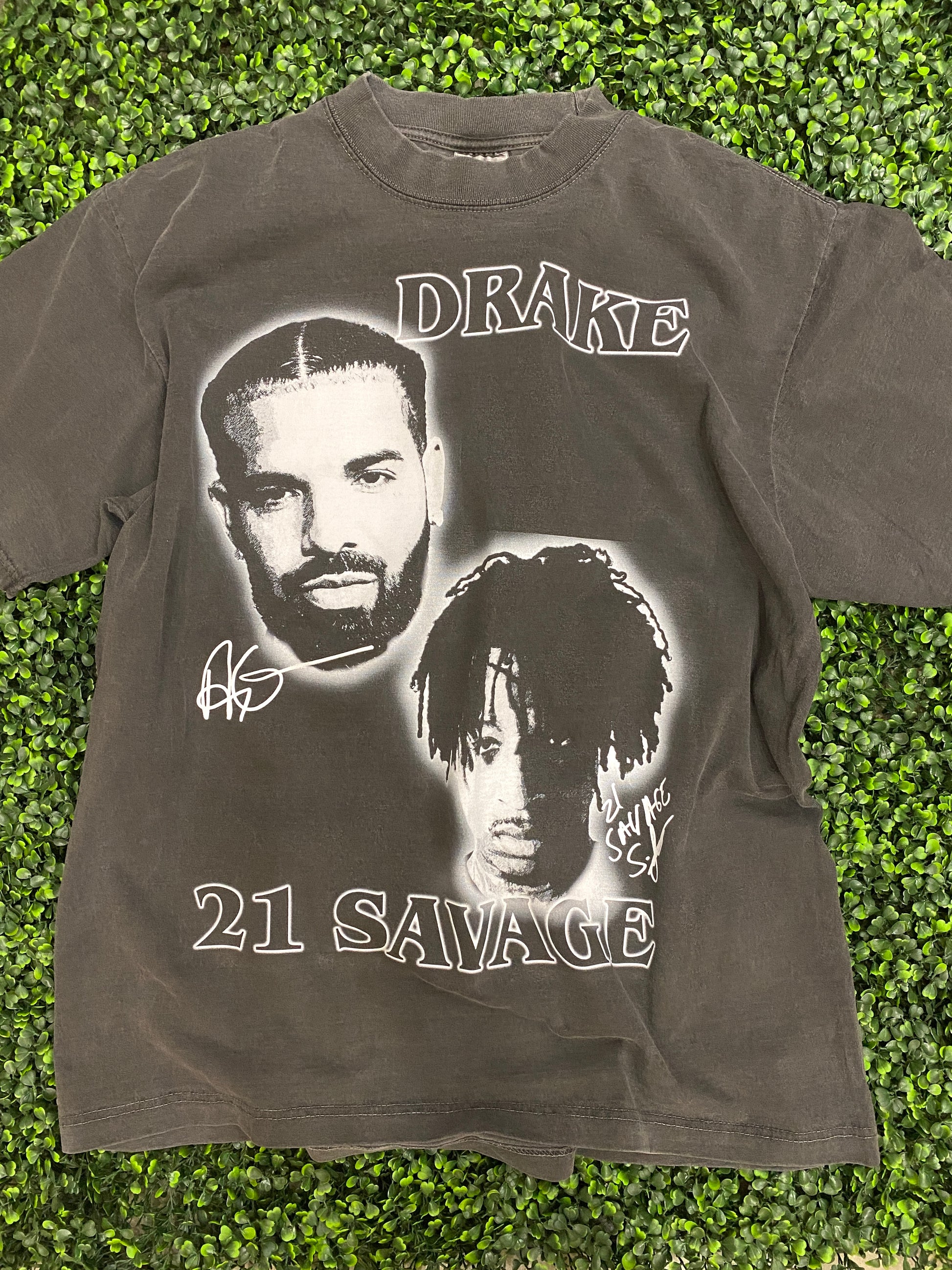 Drake/21 Savage Tribute Vintage Shirt: Front/Back (Vintage Black